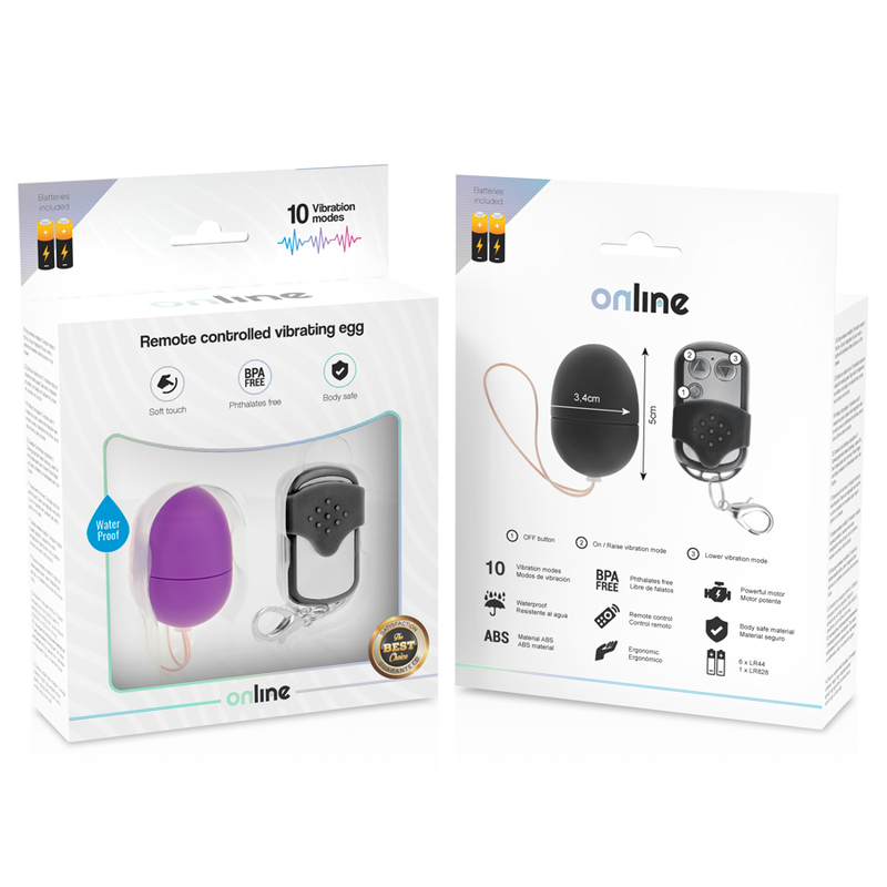 ONLINE OEUF VIBRANT TÉLÉCOMMANDE S LILAS — accessoires inclus