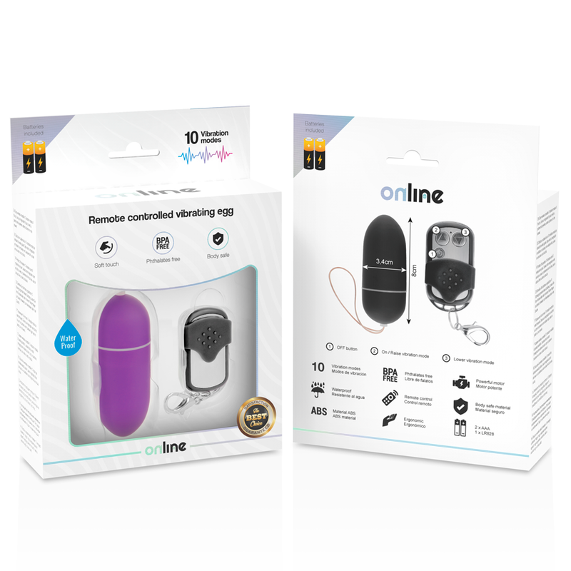 ONLINE OEUF VIBRANT TÉLÉCOMMANDE L LILAS — accessoires inclus