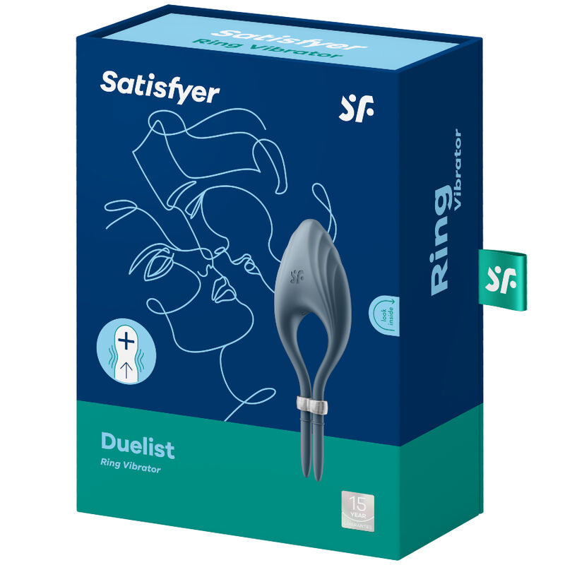 SATISFYER RING VIBRATEUR ANNEAU DUELIST GRIS — vue arrière