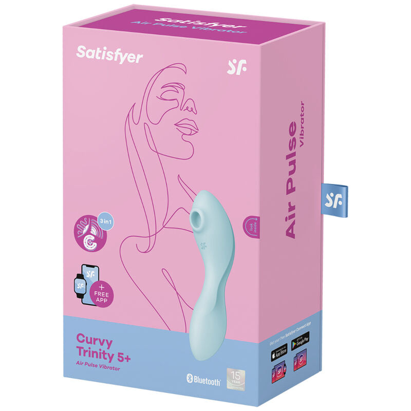 SATISFYER CONNECT Application Stimulateur Vibrateur Curvy Trinity 5 Bleu — vue arrière