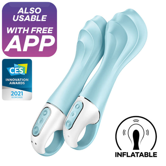 SATISFYER CONNECT Air Pump Vibrator 5+ App Gonflable G-Spot Vibrator Bleu - Aura Intime