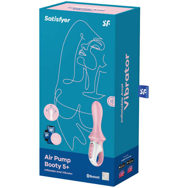 SATISFYER CONNECT Air Pump Booty 5+ Vibrateur Anal Gonflable Rose — vue arrière