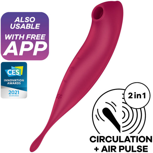 SATISFYER CONNECT Application Stimulateur Vibrateur Twirling Pro+ Rouge - Aura Intime