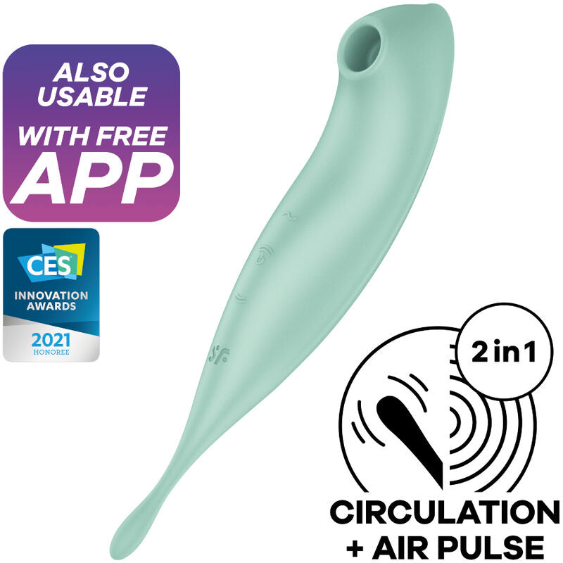 SATISFYER CONNECT Application Stimulateur Vibrateur Twirling Pro+ Vert - Aura Intime