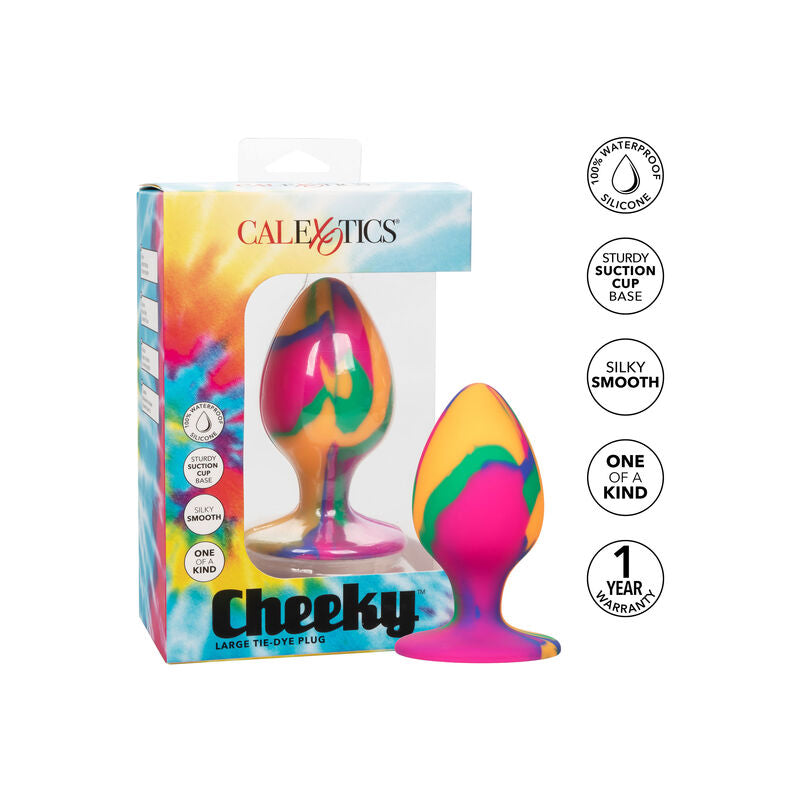 CALEXOTICS Cheeky Grand Plug Anal Tie-Dye — accessoires inclus