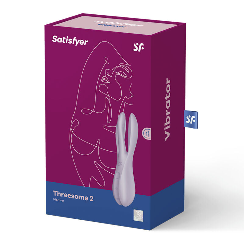 SATISFYER VIBRATOR Vibrateur Threesome 2 Violet — accessoires inclus