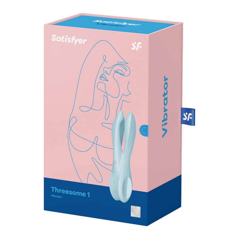 SATISFYER VIBRATOR Vibrateur Threesome 1 Bleu — accessoires inclus