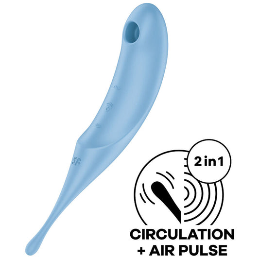 SATISFYER AIR PULSE Stimulateur Vibrateur Twirling Pro Air Pulse Bleu - Aura Intime