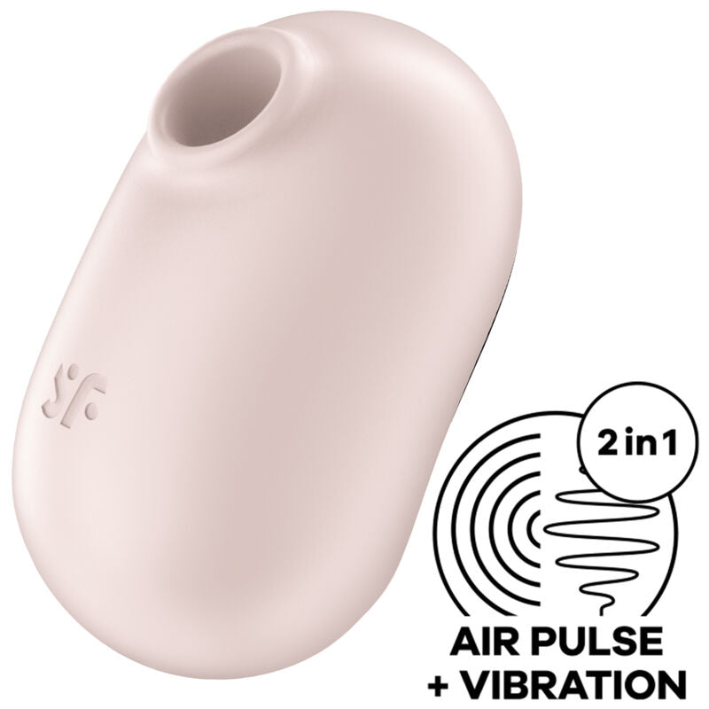 SATISFYER AIR PULSE Stimulateur Vibrateur Double Air Pulse Pro To Go 2 Beige - Aura Intime