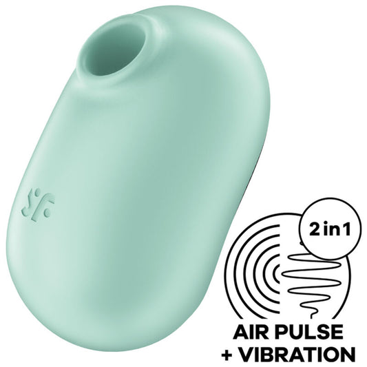 SATISFYER AIR PULSE Stimulateur Vibrateur Double Air Pulse Pro To Go 2 Vert - Aura Intime