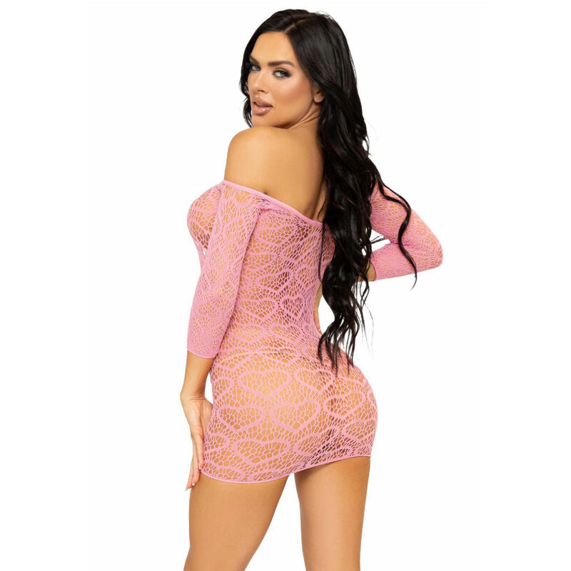 LEG AVENUE DRESSES Mini Robe Filet Coeur Taille Unique - Rose — vue détaillée