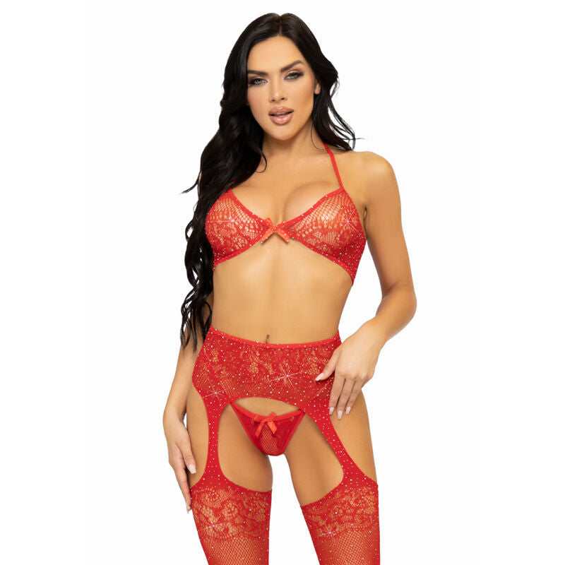 LEG AVENUE SETS Ensemble Trois Pièces Soutien-Gorge, String Bas Taille Un... - Aura Intime