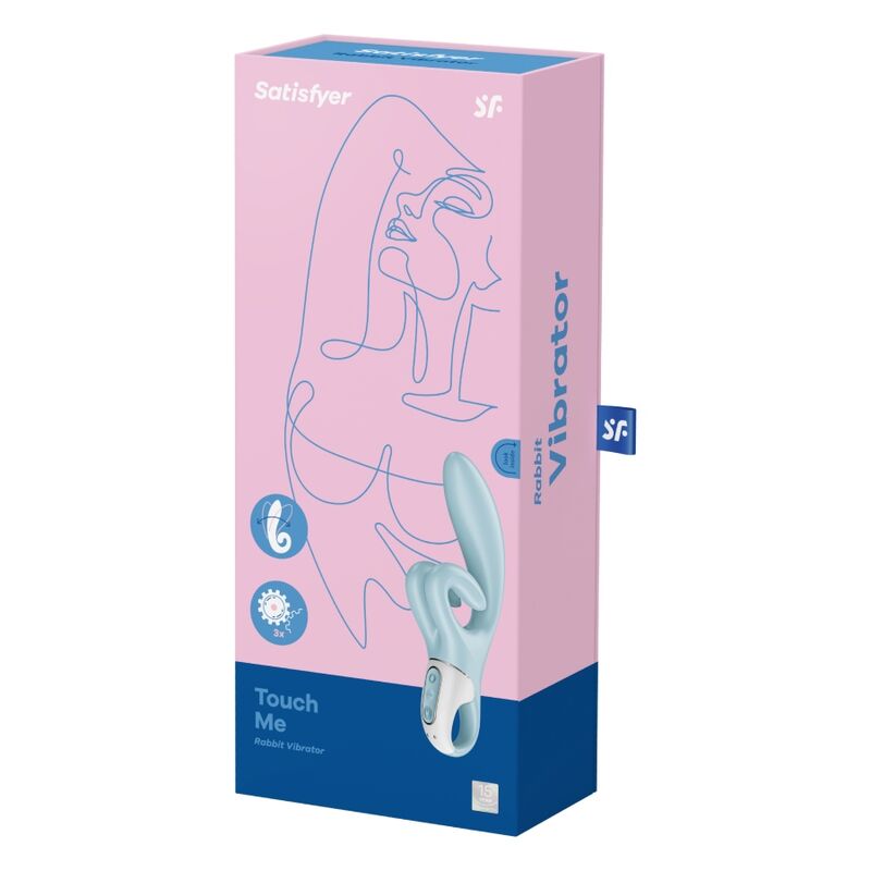 SATISFYER VIBRATOR Vibration Lapin Touch Me Bleu — accessoires inclus