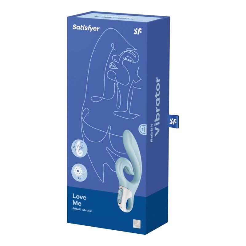 SATISFYER VIBRATOR Love Me Rabbit Vibration Bleu — accessoires inclus