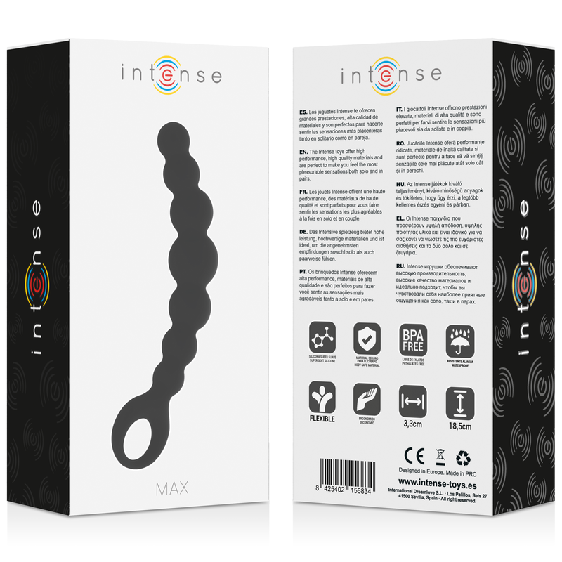 INTENSE ANAL TOYS Billes Anal Max Noir — accessoires inclus