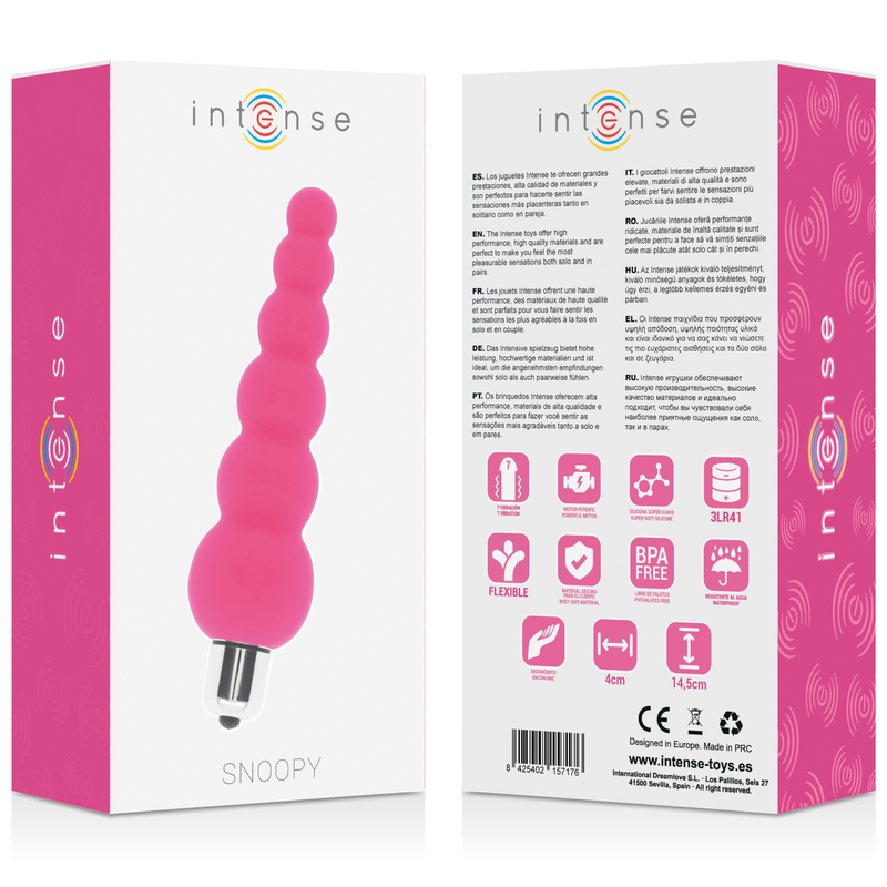 INTENSE ANAL TOYS SNOOPY 7 VITESSES SILICONE ROSE — vue arrière