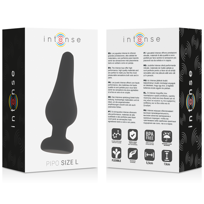 INTENSE ANAL TOYS Plug Anal Pipo L Silicone Noir 13 Cm — vue arrière