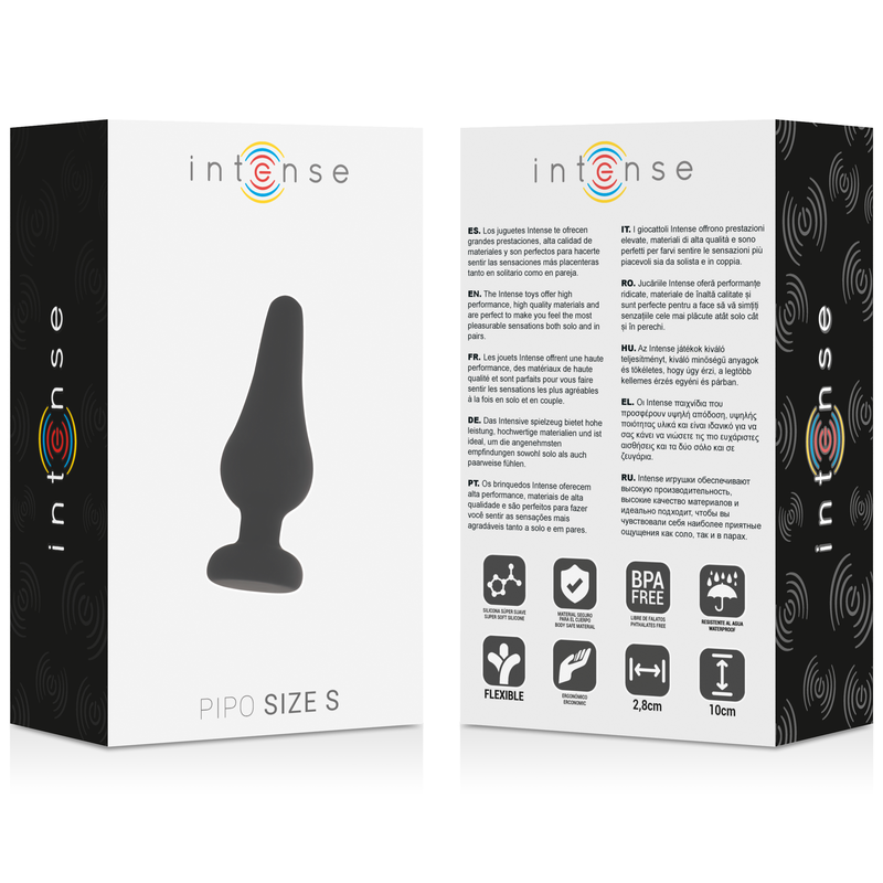 INTENSE ANAL TOYS Plug Anal Pipo S Silicone Noir 9,8 Cm — vue arrière