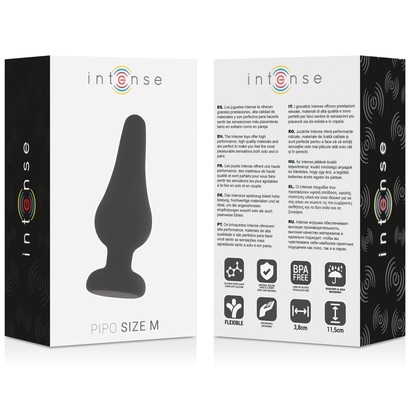 INTENSE ANAL TOYS Plug Anal Pipo M Silicone Noir 11 Cm — vue arrière
