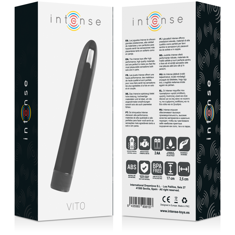 INTENSE FUN TOYS Vibrateur Vito Noir — vue arrière