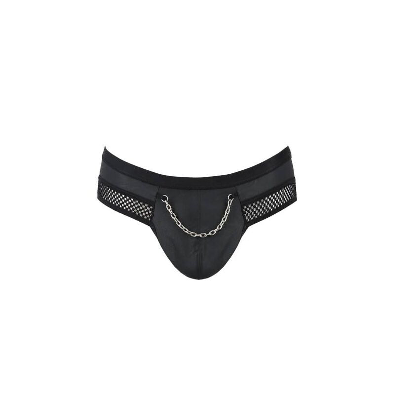 PASSION MEN 030 Slip Ouvert Tom Noir S/M — accessoires inclus