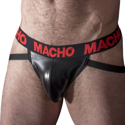 MACHO UNDERWEAR Mx25Rc Jock Cuir Rouge S - Aura Intime