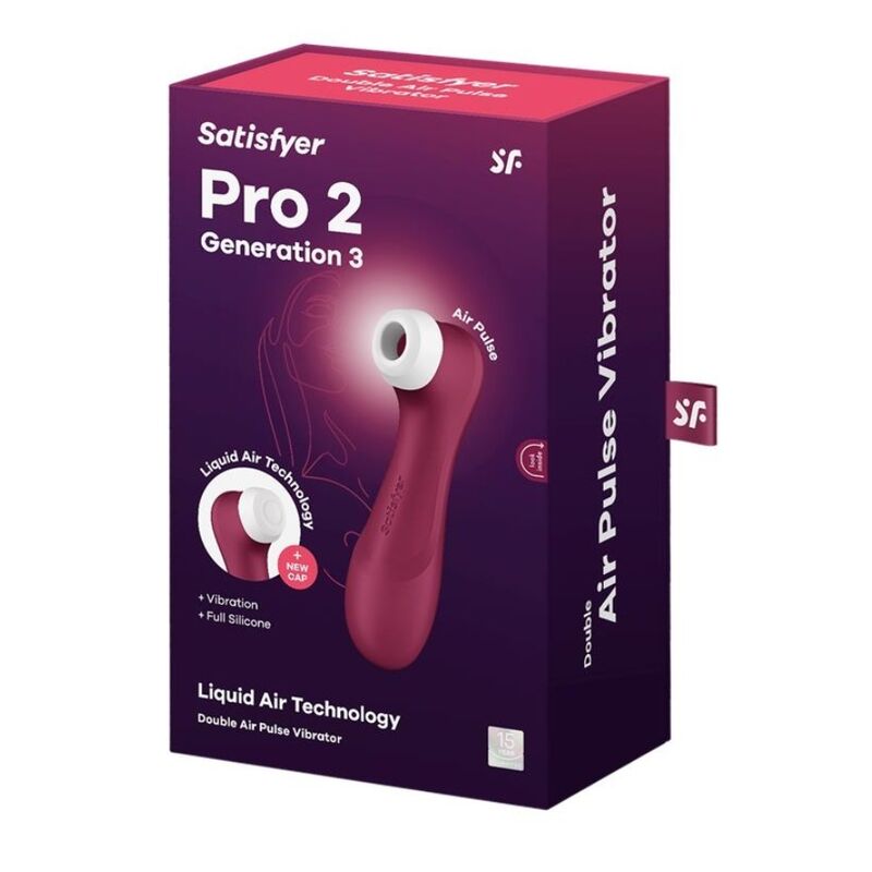 SATISFYER AIR PULSE Pro 2 Génération 3 Technologie Air Liquide Vin Rouge — accessoires inclus