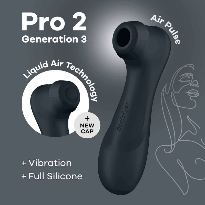 SATISFYER AIR PULSE Pro 2 Génération 3 Technologie Air Liquide Noir — accessoires inclus
