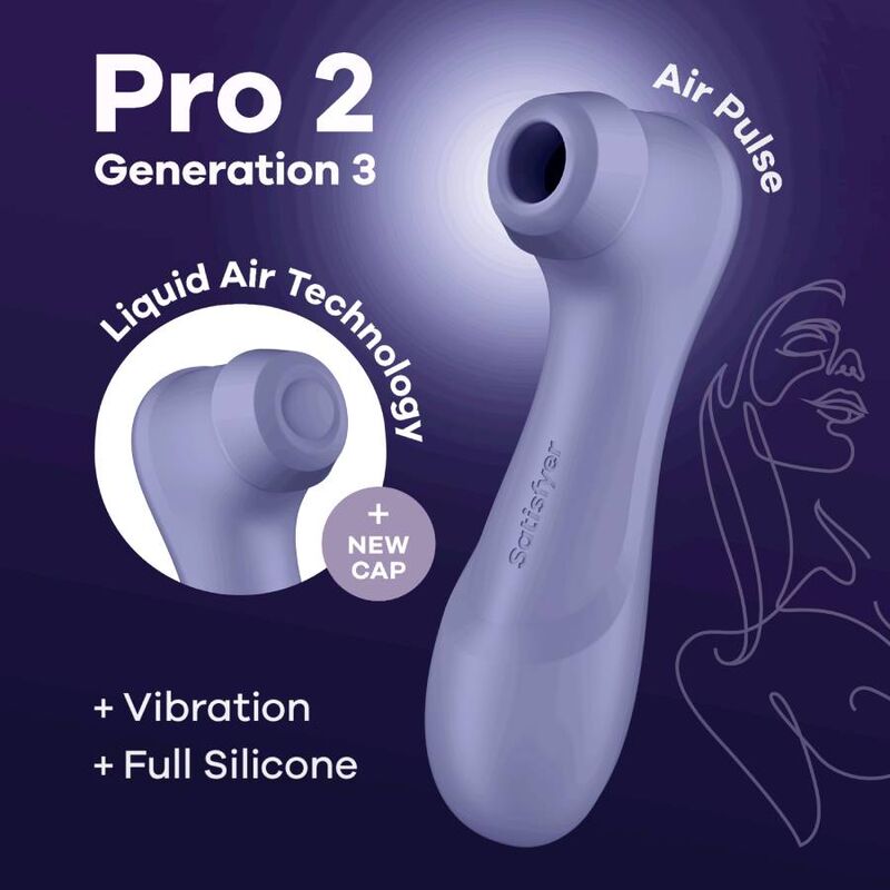 SATISFYER AIR PULSE Pro 2 Génération 3 Technologie Air Liquide Lilas — accessoires inclus