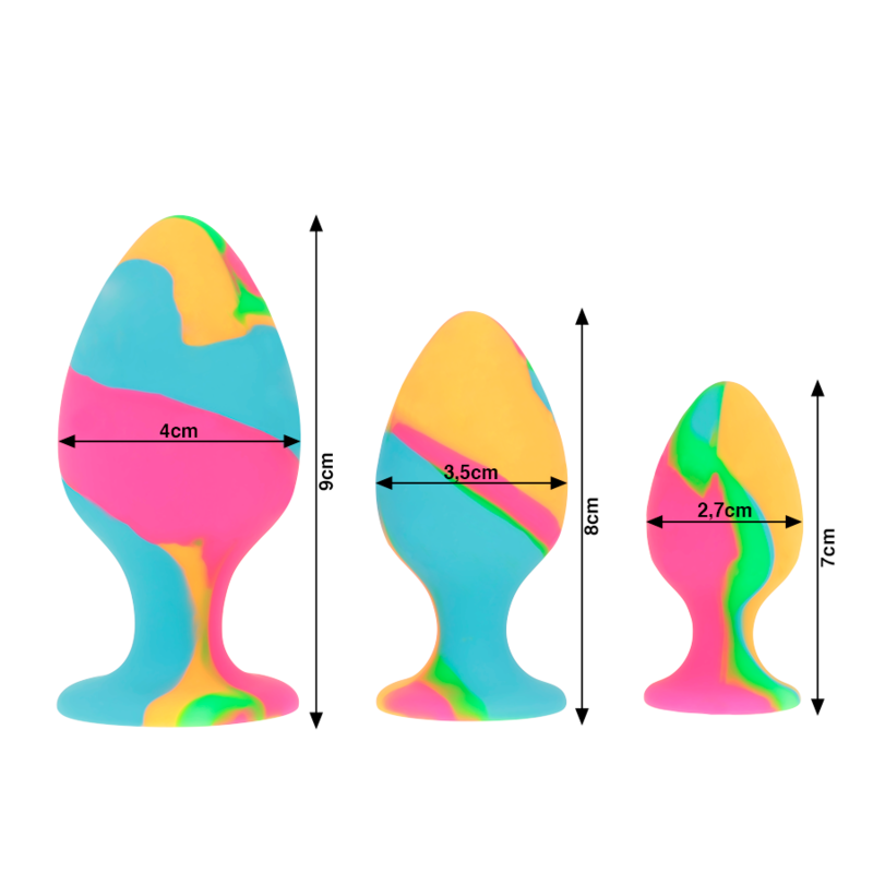 INTENSE ANAL TOYS Ensemble Bouchons Silicone Multicolore - Aura Intime