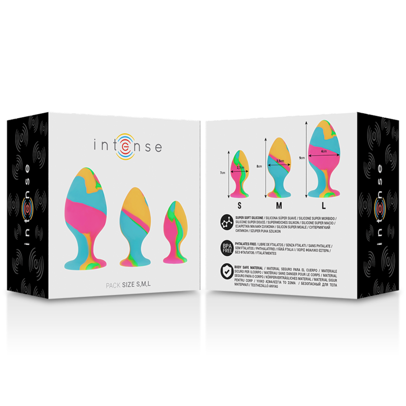 INTENSE ANAL TOYS Ensemble Bouchons Silicone Multicolore — vue arrière