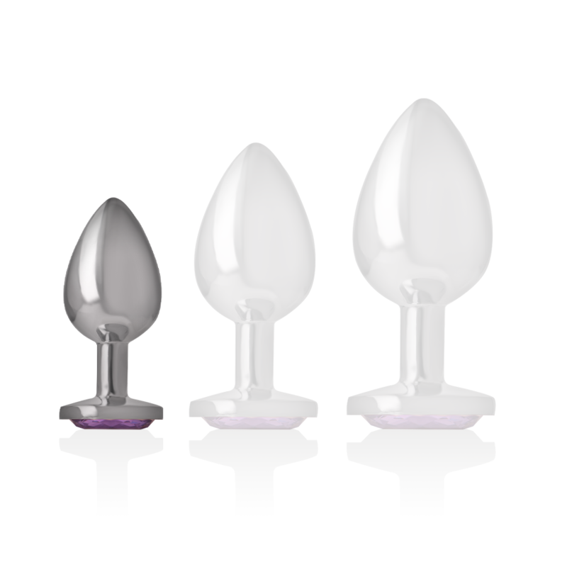 INTENSE ANAL TOYS Plug Anal Métal Aluminium Cristal Violet Taille S — accessoires inclus