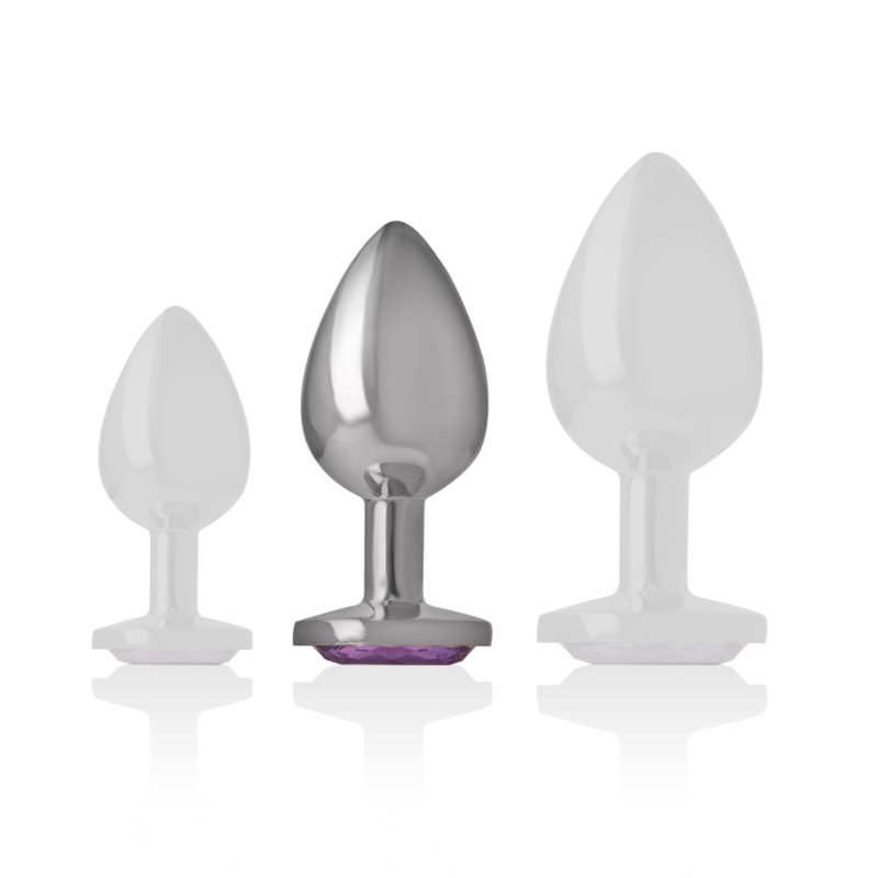 INTENSE ANAL TOYS Plug Anal Métal Aluminium Cristal Violet Taille M — accessoires inclus