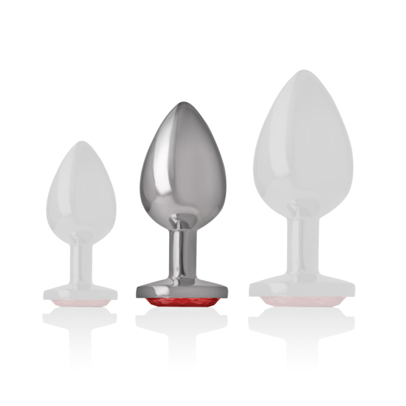 INTENSE ANAL TOYS Plug Anal Métal Cristal Rouge Taille M — accessoires inclus