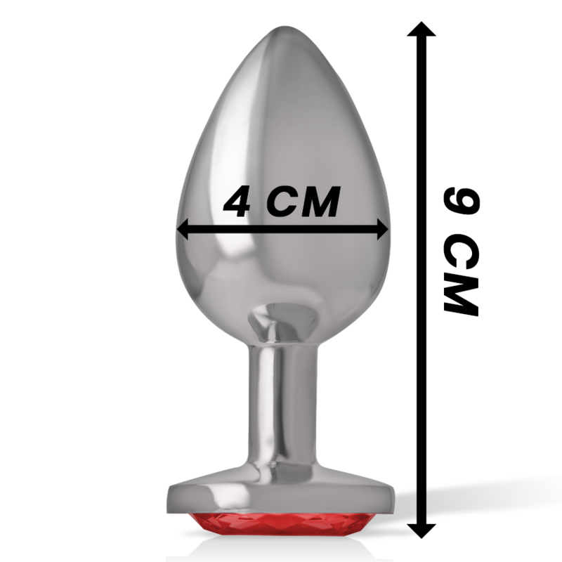 INTENSE ANAL TOYS Plug Anal Métal Aluminium Cristal Rouge Taille L — vue arrière