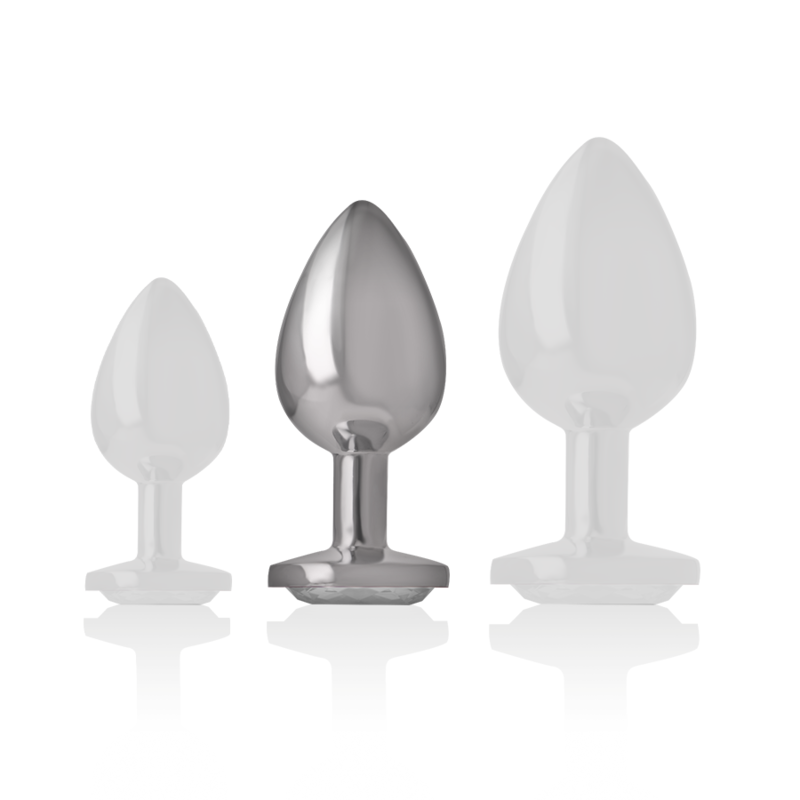 INTENSE ANAL TOYS Plug Anal Métal Aluminium Cristal Dargent Taille M — vue arrière