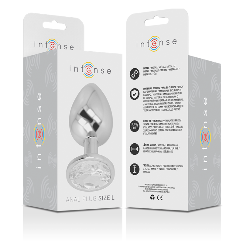 INTENSE ANAL TOYS Plug Anal Métal Aluminium Cristal Dargent Taille L — vue arrière