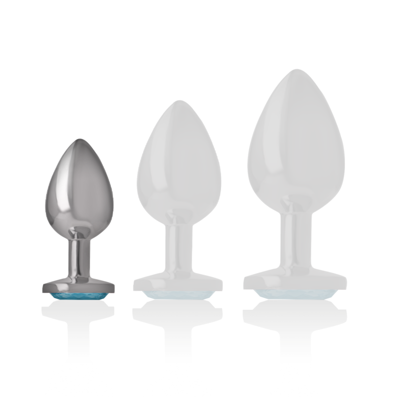 INTENSE ANAL TOYS Plug Anal Métal Aluminium Cristal Bleu Taille S — accessoires inclus