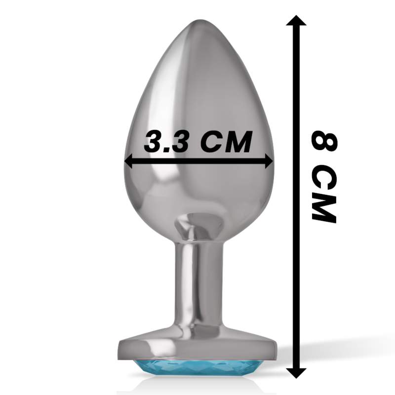 INTENSE ANAL TOYS Plug Anal Métal Aluminium Verre Bleu Taille M — vue arrière