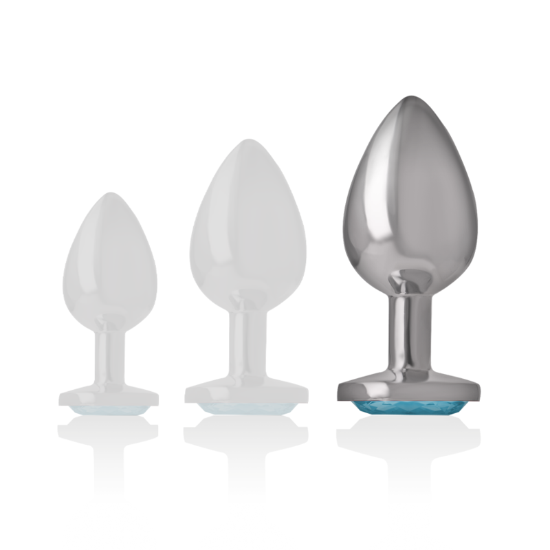 INTENSE ANAL TOYS Plug Anal Métal Aluminium Cristal Bleu Taille L — accessoires inclus