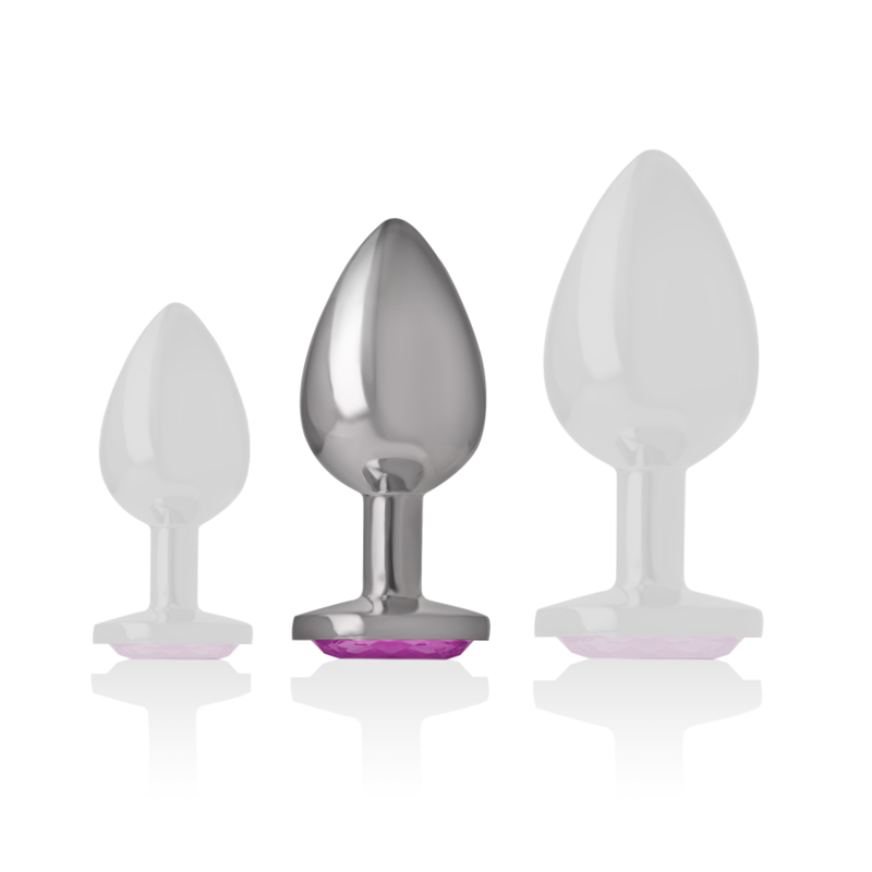 INTENSE ANAL TOYS Plug Anal Métal Aluminium Cristal Rose Taille M — accessoires inclus
