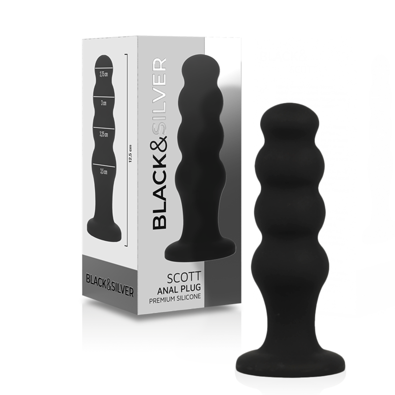 BLACK&SILVER Plug Anal Silicone Scott Premium Noir - Aura Intime