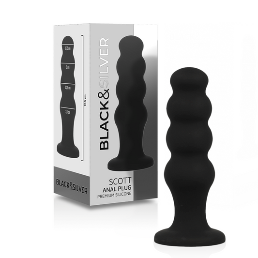 BLACK&SILVER Plug Anal Silicone Scott Premium Noir - Aura Intime