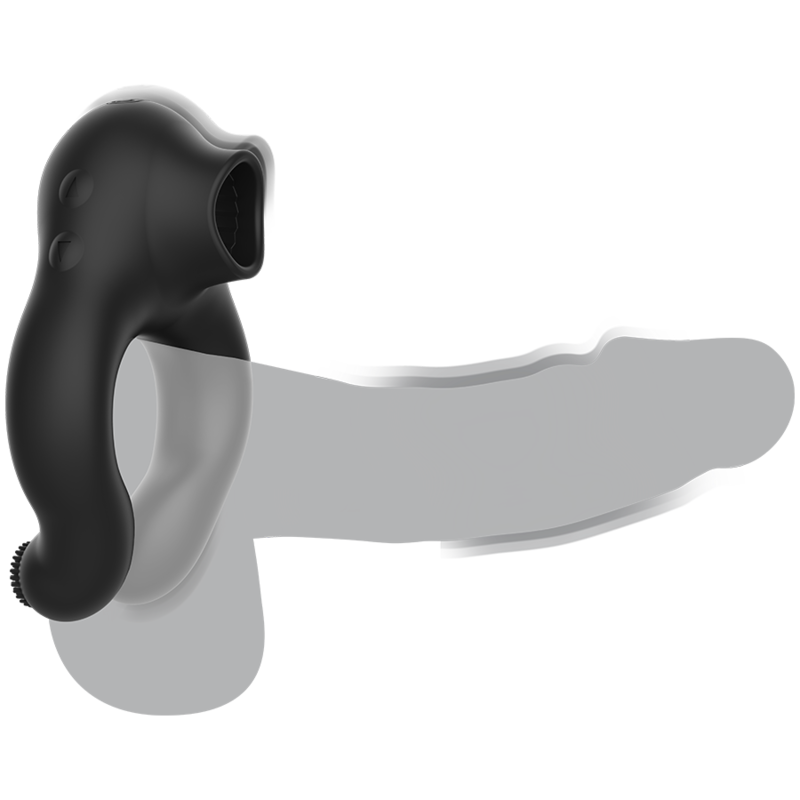 BLACK&SILVER ANNEAU VIBRATEUR SILICONE 3 MOTEURS RECHARGEABLE NOIR — vue détaillée