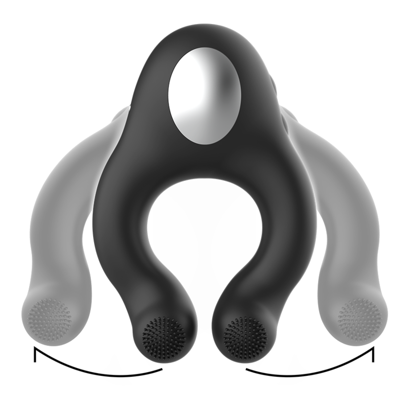 BLACK&SILVER ANNEAU VIBRATEUR SILICONE 3 MOTEURS RECHARGEABLE NOIR — vue alternative