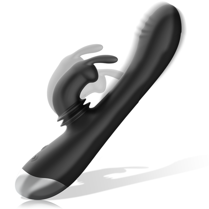 BLACK&SILVER Dj. Stimulateur Lapin Rechargeable Silicone Adam Noir — vue détaillée