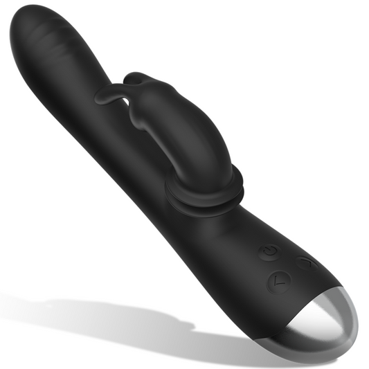 BLACK&SILVER Dj. Stimulateur Lapin Rechargeable Silicone Adam Noir - Aura Intime