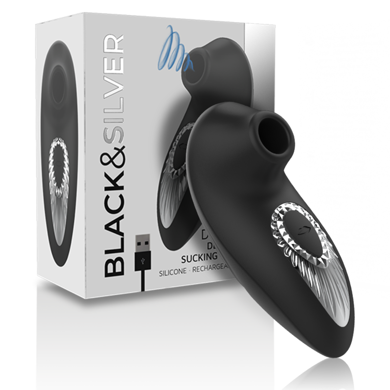 BLACK&SILVER Drake Deluxe Sucking Vibe Rechargeable Silicone Noir - Aura Intime