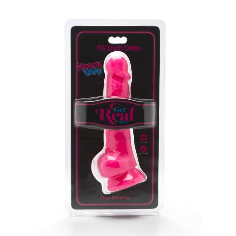 GET REAL HAPPY DICKS 19 CM BALLES ROSE — vue détaillée