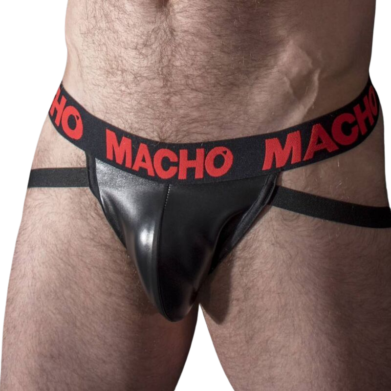 MACHO UNDERWEAR Mx25Rc Jock Cuir Rouge L - Aura Intime